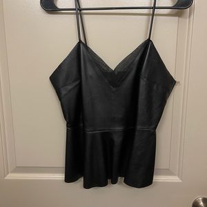 Black faux leather tank top
